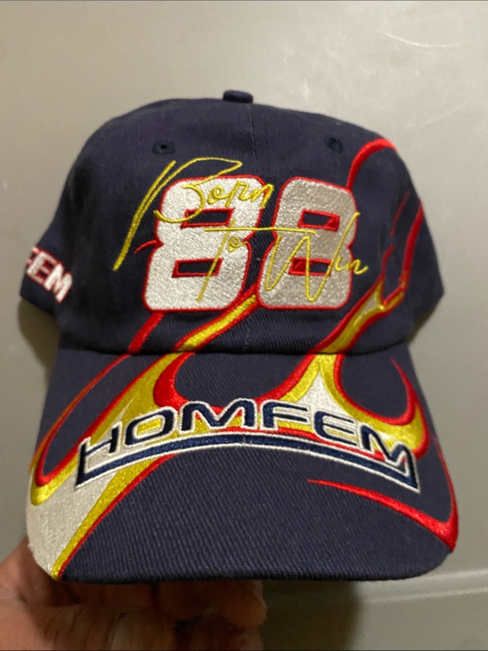 Homfem Navy Flame Embroidered 88 Baseball Cap